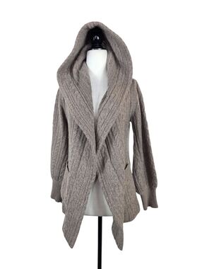 Dont Label Me Cozy Cashmere Yak Blend  Cable-Knit Hooded open front CardiSweater